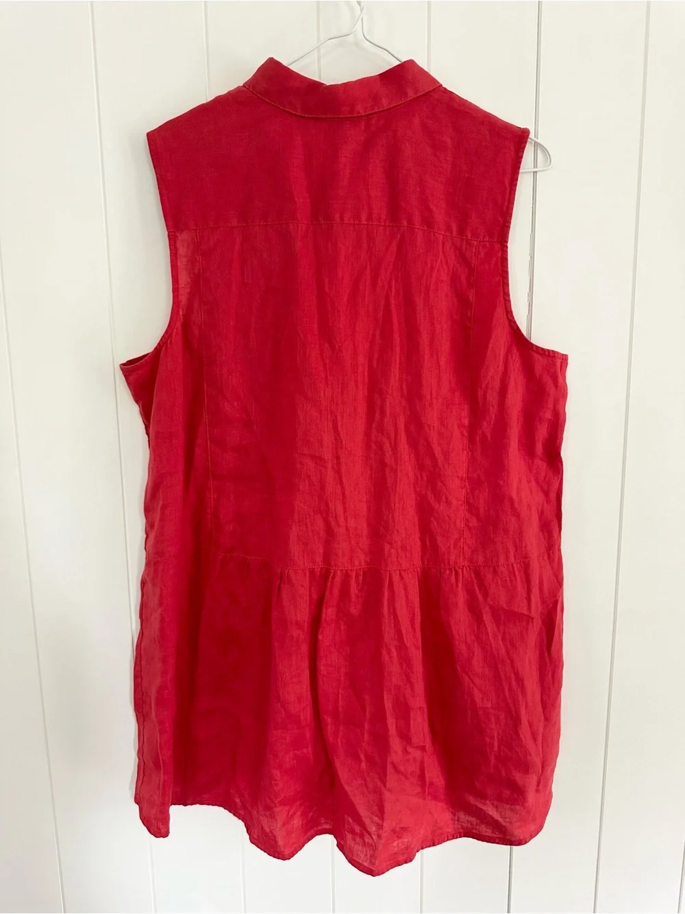 J. Jill Sleeveless Button-Down Linen Tunic Top in Red - Picture 5 of 8